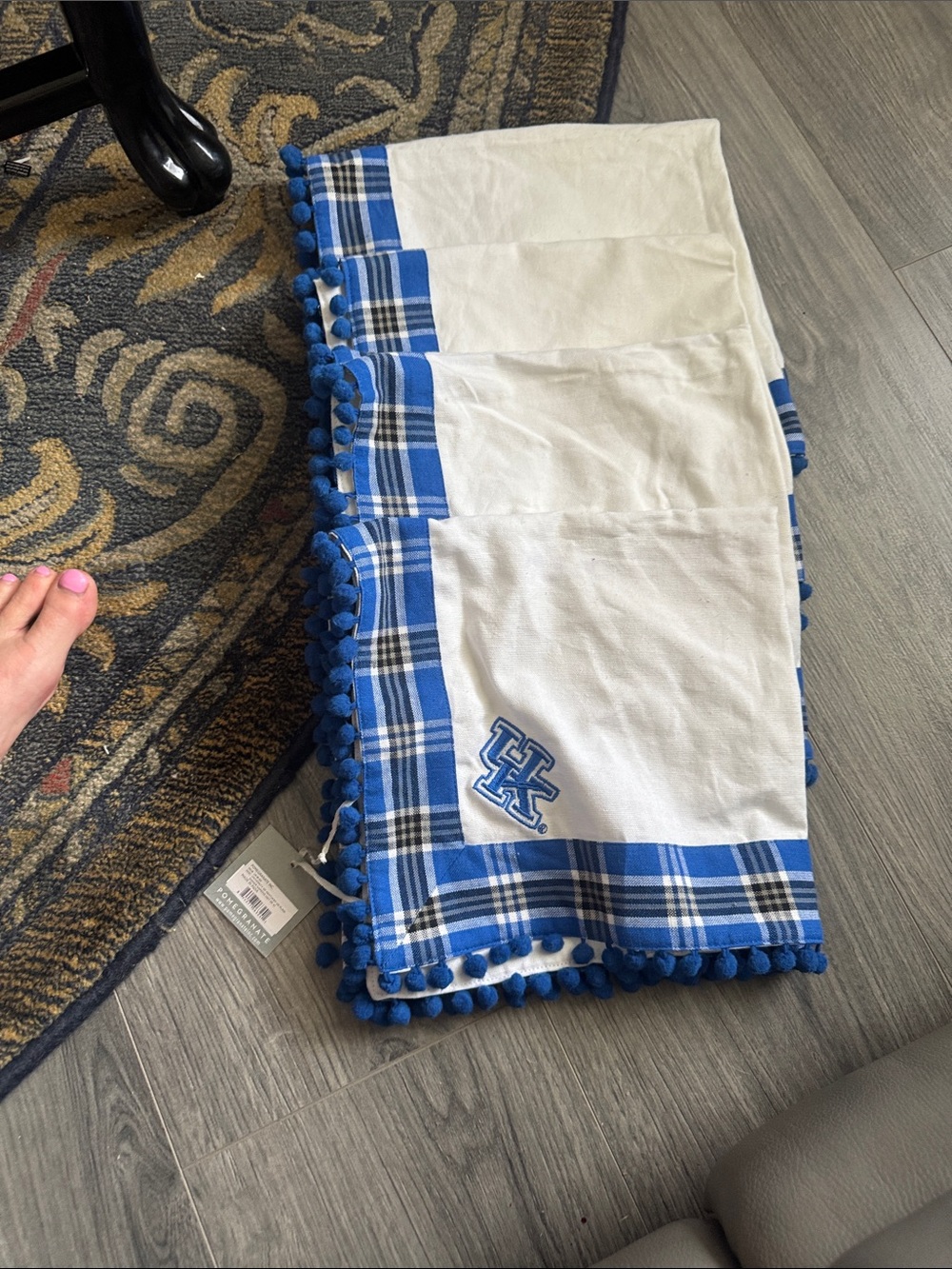 4 University of Kentucky Blue & White Plaid Napkins